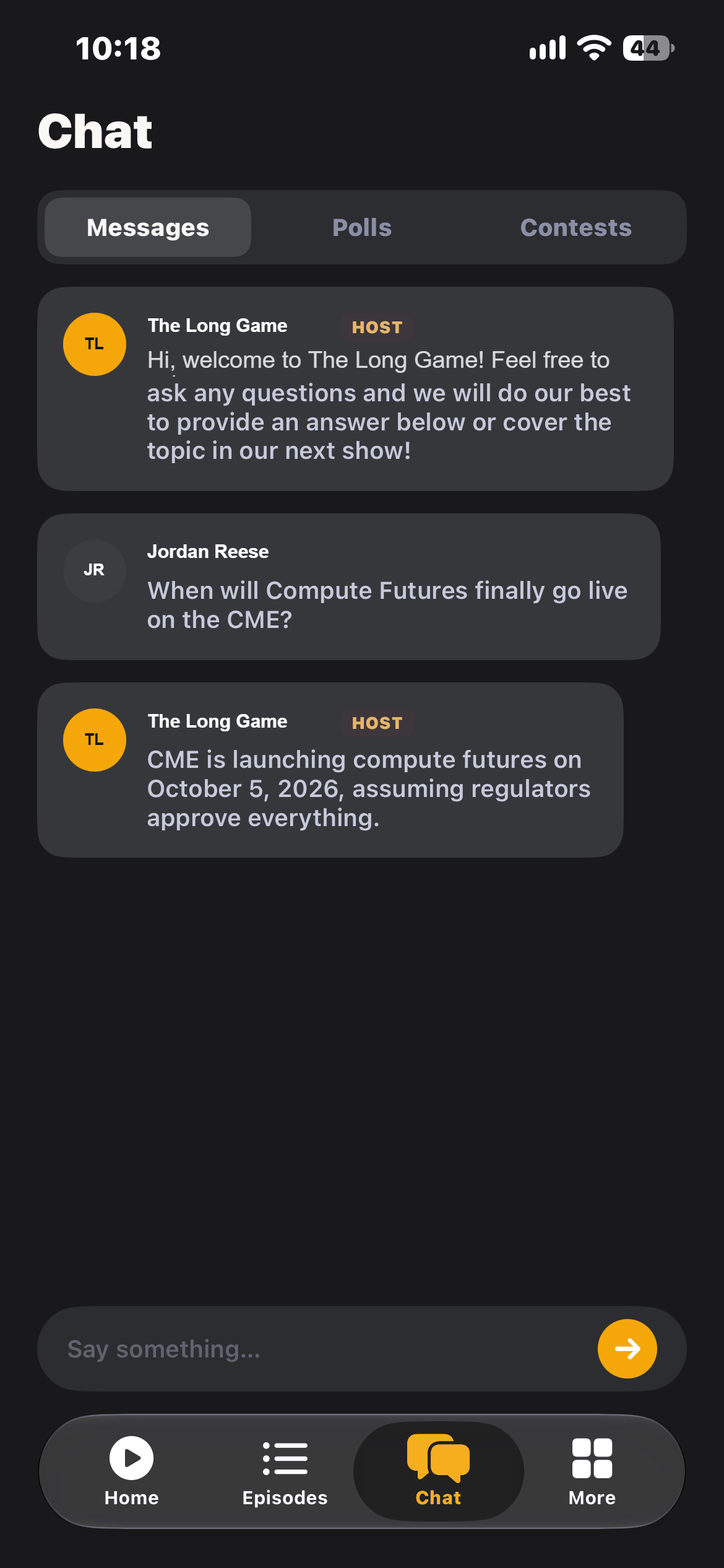 Listener chat with host replies