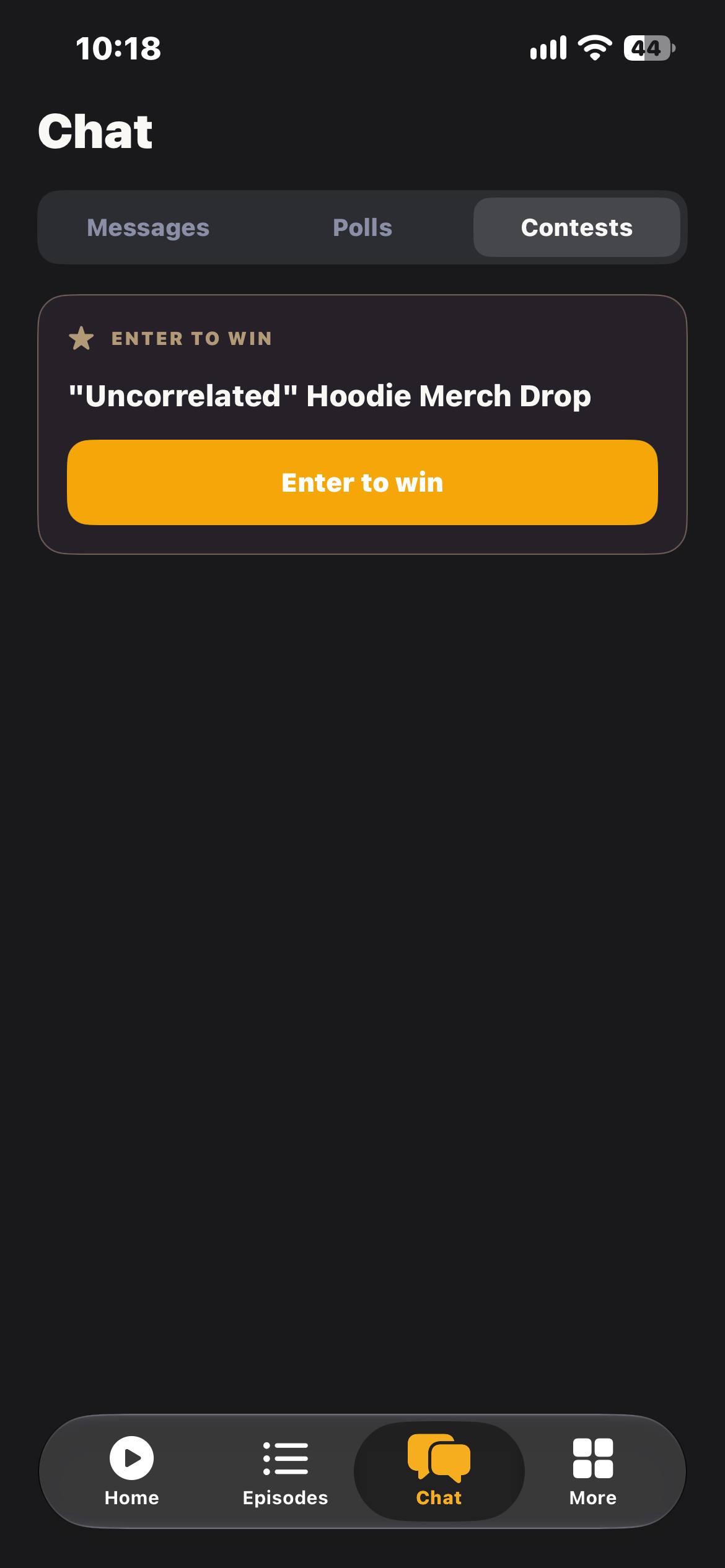 Contest entry screen